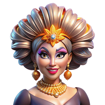 stunning abstract Portrait of a glamorous drag queen with extravagant makeup, a flamboyant headdress, and a confident expression, lit by bright, stage lighting exclusive png