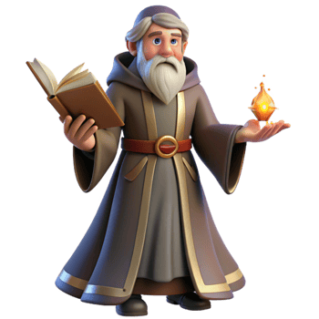 impressive contemporary A wise old wizard casting a spell in a dusty library, Renaissance painting style, warm lighting premium png