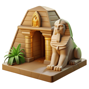 beautiful classic A majestic sphinx guarding a hidden tomb in a desert, ancient Egyptian style, harsh lighting authentic png