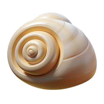 beautiful abstract A spiral shell resting on smooth, white sand, illuminated by soft, ambient light, photorealistic style professional png