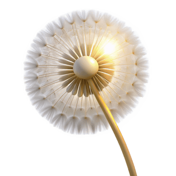 stunning abstract A dandelion seedhead, backlit by the sun, delicate seeds catching the light, macro photography detailed png