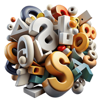 magnificent modern A chaotic jumble of letters and numbers, forming an abstract typographic composition, with a grunge aesthetic and high contrast lighting high resolution png