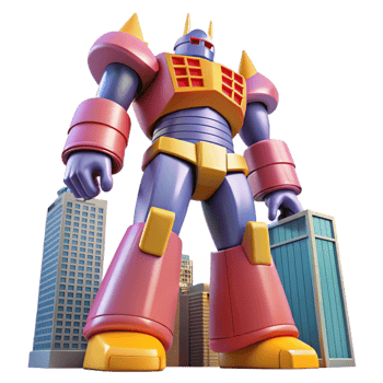 wonderful artistic Giant robot transforming into a skyscraper, dynamic pose, vibrant colors, anime style, premium png