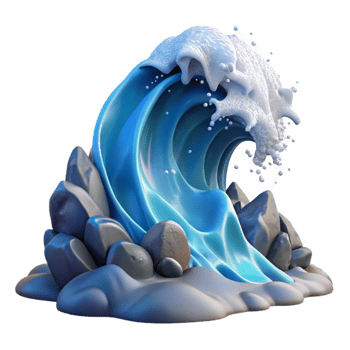 wonderful minimalist A wave crashing on a rocky shore, dramatic splash, dynamic movement, realistic rendering, ocean spray, natural lighting authentic png