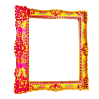 a colorful frame with a pink and yellow design png