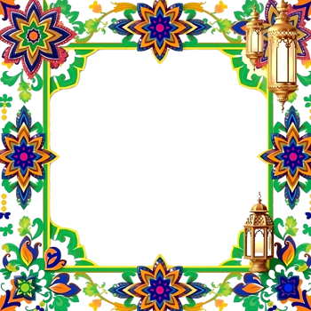 islamic frame with colorful flowers and lanterns png