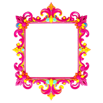 a colorful frame with a floral design transparent background png