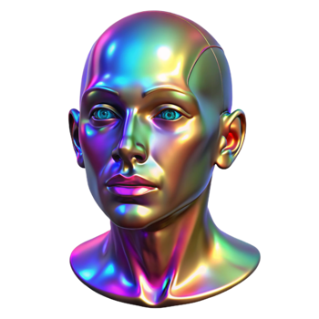 vibrant rustic A holographic projection of a human face glitching and distorting, bright and colorful, cyberpunk, glitch art, professional png