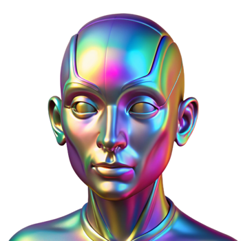 magnificent creative A holographic projection of a human face glitching and distorting, bright and colorful, cyberpunk, glitch art, genuine png