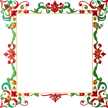 christmas frame with red and green flowers transparent background png
