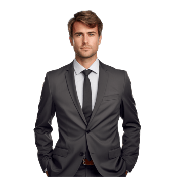 Businessman in a suit and tie is standing isolated on transparent background png