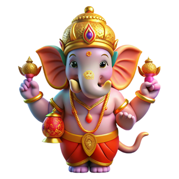 extraordinary abstract A vibrant depiction of the Hindu god Ganesha, with his elephant head and multiple arms, adorned in colorful garments and jewelry. Bollywood poster style exclusive png