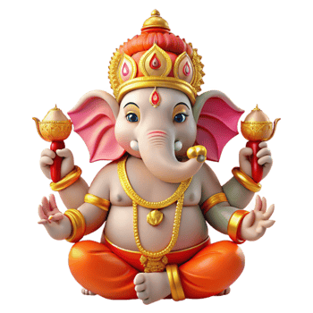 wonderful modern A vibrant depiction of the Hindu god Ganesha, with his elephant head and multiple arms, adorned in colorful garments and jewelry. Bollywood poster style high resolution png