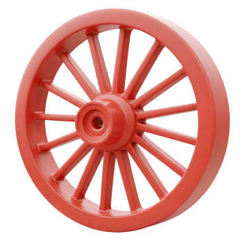 Red Wooden Spoke Wheel Classic Design 3D Render Isolated Background art icon retro wagon model png