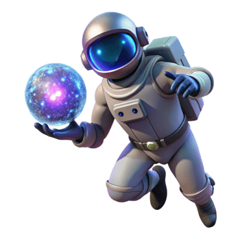 stunning artistic A lone astronaut, clad in a bioluminescent spacesuit, floats in the void of space, clutching a pulsating orb of energy, cosmic dust swirling around them, lit by the ethereal glow... png