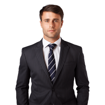 Young man wearing a suit and tie. isolated on transparent background png