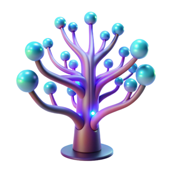 stunning traditional A bioluminescent tree with integrated circuitry, glowing branches and leaves, soft and magical lighting, fantasy technology style authentic png