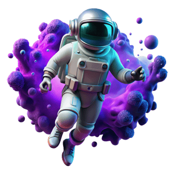 impressive traditional A lone astronaut, clad in a bioluminescent spacesuit, floats adrift amidst a nebula of vibrant purple and teal, cosmic dust swirling around them.... png