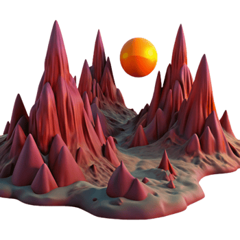 serene rustic A desolate, alien landscape of jagged crimson rock formations beneath a double sunset of emerald and gold. Ambient lighting, surreal style 4K png