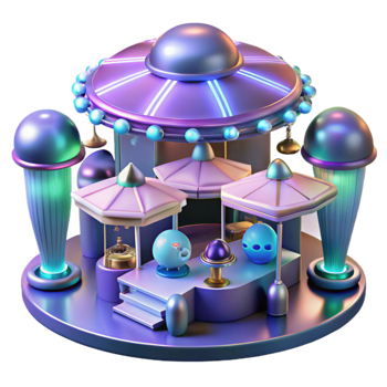 dramatic contemporary A futuristic marketplace bustling with diverse alien species, holographic advertisements projected onto shimmering silk canopies. Soft, diffuse lighting, anime style high quality png
