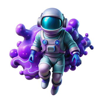 wonderful abstract A lone astronaut, clad in a bioluminescent spacesuit, drifts through a nebula of vibrant purple and teal. The astronaut's helmet reflects the swirling nebula clouds.... png