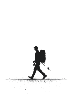 Solitary figure trekking in darkness. png