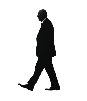 Mysterious figure striding forward in darkness. png