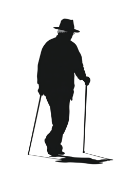 Mysterious hiker silhouette at night. png