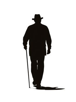 Solitary figure, walking stick, twilight, mystery png