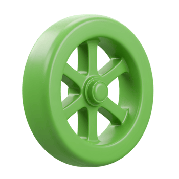 Bright Green Wheel Icon 3D Render Isolated Design Element lime part logo shiny smooth modern simple png