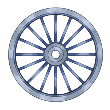 Blue Watercolor Wheel Spoke Design Rustic Vintage Style art old icon retro image metal travel circle png