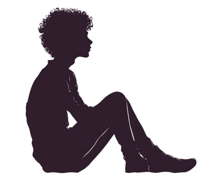 Solitary child silhouette, conveying loneliness or contemplation. png