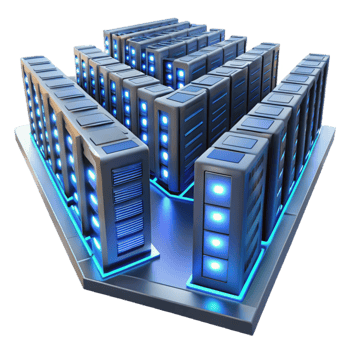 elegant vintage A massive server farm stretching into infinity, rows of blinking lights, cool blue lighting, technical illustration style high resolution png