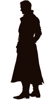 Mysterious silhouette of a person in a long coat. png