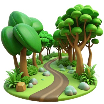 stunning contemporary stunning creative A winding path through a lush, vibrant green jungle, dappled sunlight filtering through the canopy, Art Nouveau style original genuine png
