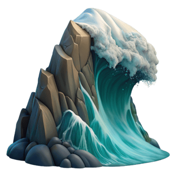 stunning rustic wonderful artistic A single, giant wave crashing against a rocky cliff face, dramatic lighting, powerful and dynamic composition, digital painting high resolution high quality png