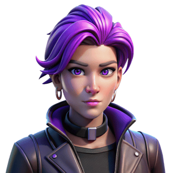 extraordinary vintage wonderful minimalist Portrait of an androgynous person with short, vibrant purple hair and multiple piercings, wearing a leather jacket and a defiant expression.... png