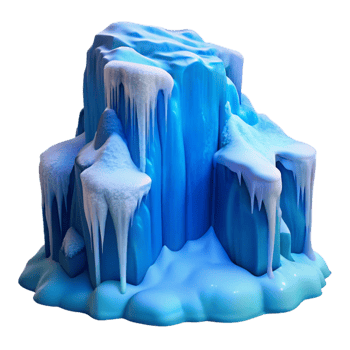 extraordinary creative dramatic rustic A frozen waterfall cascading down a snow-covered cliff, bathed in the cool, blue light of a winter morning, in a realistic, nature photography style... png