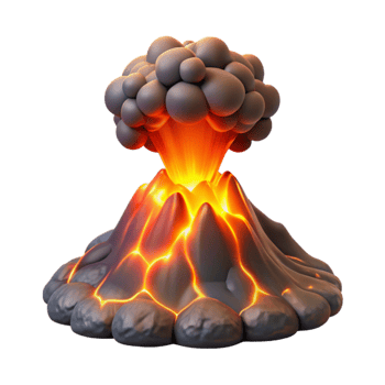 impressive artistic elegant vintage A volcanic eruption spewing molten lava and ash into the night sky, illuminated by the fiery glow of the eruption, in a dramatic, apocalyptic style exclusive... png