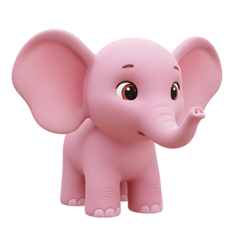 Adorable Pink Baby Elephant Cartoon Illustration Cute Animal 3D Sweet Image Fauna Design png