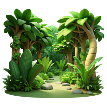 elegant minimalist stunning modern A lush jungle scene, dappled sunlight filtering through the canopy, vibrant greens and deep shadows, Art Nouveau style authentic 4K png