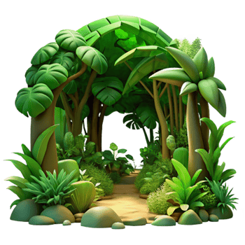 serene minimalist magnificent rustic A lush jungle scene, dappled sunlight filtering through the canopy, vibrant greens and deep shadows, Art Nouveau style exclusive premium png