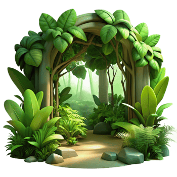 elegant classic stunning traditional A lush jungle scene, dappled sunlight filtering through the canopy, vibrant greens and deep shadows, Art Nouveau style genuine exclusive png