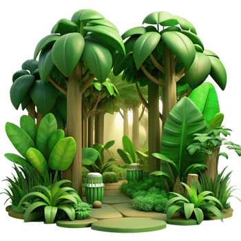 beautiful abstract stunning modern A lush jungle scene, dappled sunlight filtering through the canopy, vibrant greens and deep shadows, Art Nouveau style detailed genuine png