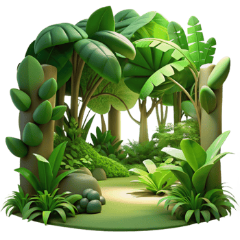serene modern stunning classic A lush jungle scene, dappled sunlight filtering through the canopy, vibrant greens and deep shadows, Art Nouveau style genuine 4K png