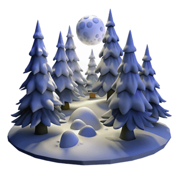 dramatic traditional dramatic traditional A snow-covered pine forest, moonlight illuminating the snow, serene and quiet, digital painting exclusive high resolution png