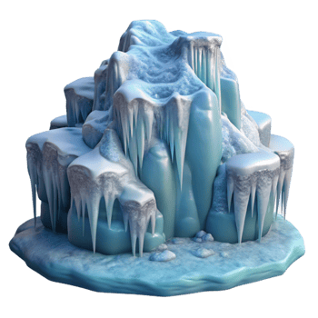 dramatic creative vibrant abstract A frozen waterfall, intricate ice formations, crisp winter light, realistic render high resolution authentic png