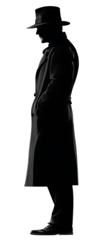 Mysterious man in a long coat and hat png