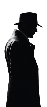 Mysterious man in hat, monochrome portrait png