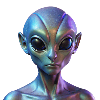 serene minimalist wonderful classic A close-up portrait of an alien with iridescent skin, dramatic rim lighting, bio-art style high resolution authentic png
